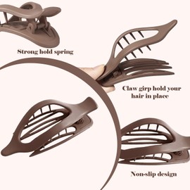 6 Stück Haarklammern Flach Groß, Haarspangen Damen, Rutschfeste Flache Haarspange & Flat Claw Clip, Flache Haarklammer für Dickes Dünnes Haar (dunkel)