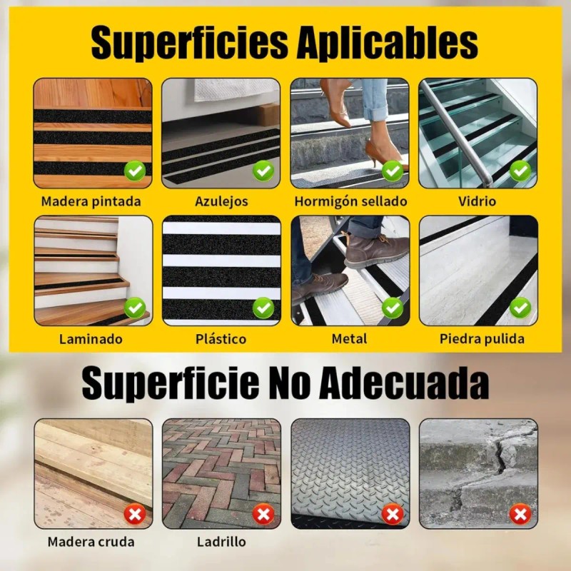 Cinta Antiderrapante Adhesiva Abrasivo Piso Seguridad 10m Blanco