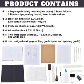 WEBEEDY Bookbinding Accessory Kit, Bookbinding Craft Set with Tools for DIY Bookbinding Crafts and Sewing Accessories, Complete Hardcover Journal Bookbinding Craft Set for DIY