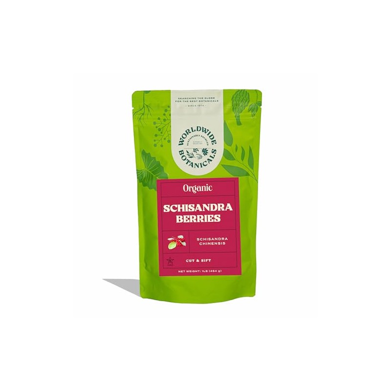 Worldwide Botanicals Organic Schisandra Berries, 1lb, tea cut for best