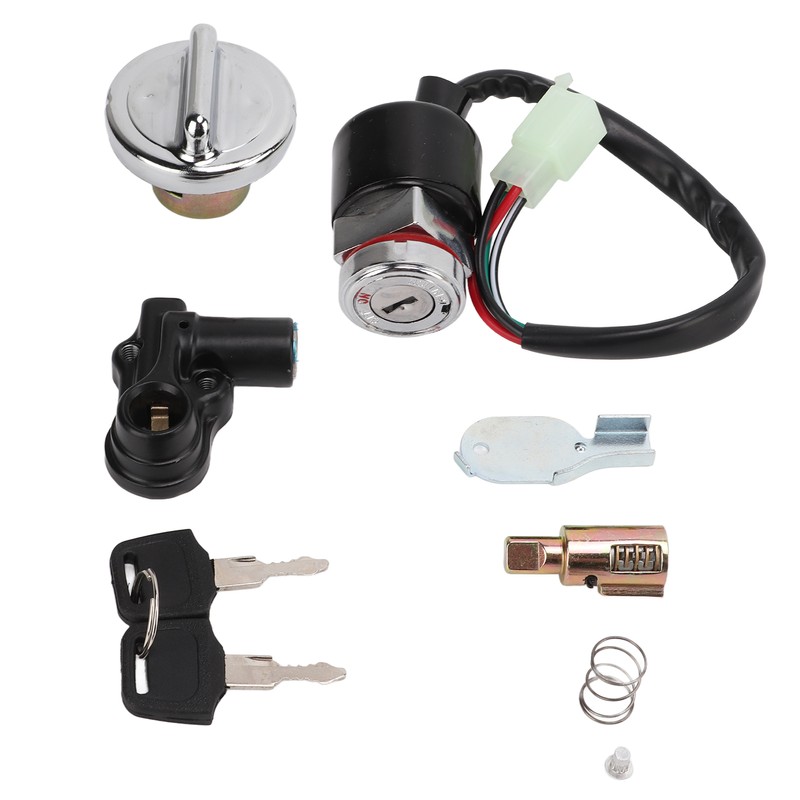 Ignition Switch Gas Cover Kit Helmet Lock 2‑Key Replacement for
