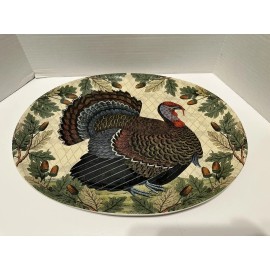 Target John Derian Target 14 1/2"x18 3/4" Oval Platter Fall Turkey Acorns Leaves Border
