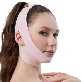 QOMJUFA V Face Masks, Reusable V-Line Mask for Double Chin and Saggy Facial Skin, Elastic, Pink