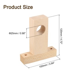 sourcing map 4Pcs Wood Rod Holders, Closet End Support Bracket Wardrobe Drapery Rod Holder with Screws for 25mm Diameter Curtain Pole