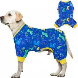 KYEESE Dog Pajamas Medium Sized Dog Comfy Clothes Coat Stretchy Pet Onesie Outfit Soft Pjs Velvet Doggie Jammies with Dinosaur, XX-Large