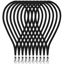 Fushing 45 cm SchlüSselbäNder,10 StüCk UmhäNgebäNder mit Karabinerhaken,BüRo Abzeichen Lanyards füR Ausweise, SchlüSsel(Schwarz)