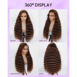 28 Inch Chocolate Brown Lace Front Wig Human Hair 13x6 200 Density Deep Wave Hd Lace Front Glueless Wigs Curly Wig Human Hair Pre Plucked Pre Cut With Baby Hair