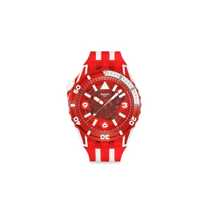 Swatch Unisex Casual Watch Red Quartz Lions Mane