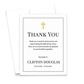 Simple Funeral Thank You Cards Memorial Thank You Notes, Funeral Thank You Notes with Envelopes, Sympathy Notes for Funerals, Your Choice of Quantity and Envelope Color