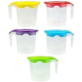 6 x Jugs 1 Litre Fridge Door Plastic Jug - Water Jug - Milk Storage Contanier Pitcher Juice Jugs with Lid (Set-6)