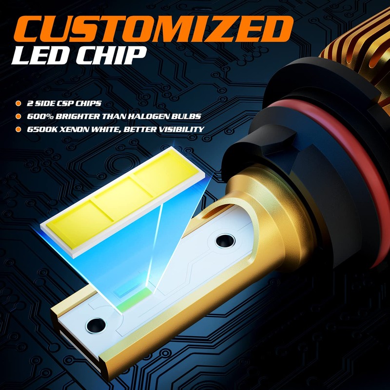 M-AUTO 9007 LED Headlight Bulbs, HB5 LED Light 6000LM Per