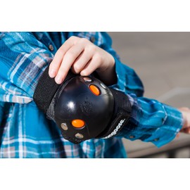Mongoose Youth BMX Bike Gel Knee and Elbow Pad Set, Multi-Sport Protective Gear, Black/Orange