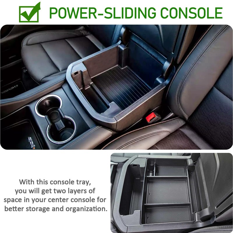 TOPINSTALL Power-Sliding Console Tray Compatible with 2021-2024 Chevy Tahoe/Suburban/GMC Yukon