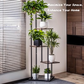 TECYFNTLN Corner Plant Stand Indoor 5-Tier Wooden: Space-Saving Multi-Purpose Home Decor for Housewives & Parents, Bedroom/Balcony Flower Holder (Sturdy & Child-Safe)
