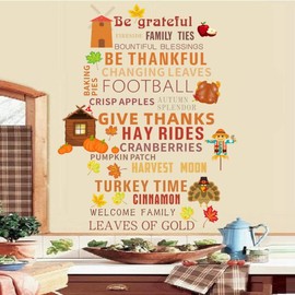 Kiddale Inspirational Quotes Wall Decal,Peel and Stick Removable Motivational Phrases Sticker Thanksgiving Decoration for Window Cling Kitchen Living Room Decor
