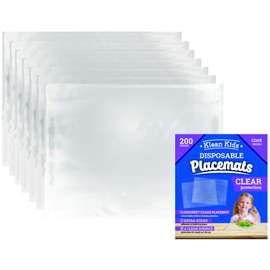 Clear Disposable Placemats for Baby, (200 Pack) Baby Eating Mat, 12" x 18" Sticky Transparent Table Mat - Adhesive Table Protector, Easy Clean High Chair Placemat, Airplane Tray Cover Disposable