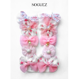 Noguez. Moños para Niñas, Clips de Pelo para Bebés, Mini Pinzas de Dibujos Animados para Niñas Pequeñas y Bebés, Pasadores para Cabello, Hair Clips. (Rosa (moños y Flores))