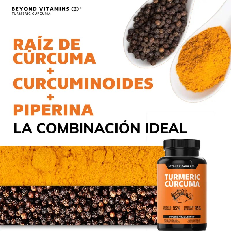 Turmeric Cúrcuma Extracto Raíz Estandarizada Pimienta Negra Curcumina Curcuminoides Suplemento