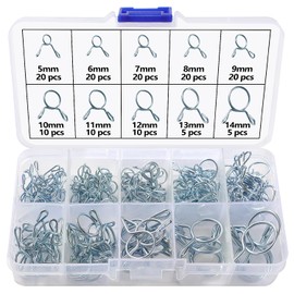 Lyeteung 140 Pieces 10 Sizes 5-14 mm Single Wire Fuel Line Hose Pipe Spring Clips Clamp Kit, Air Hose Hose Clamps Closure, Hose Clips Spring Clamp, Silver