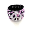Animal Print Faux Leather Bracelet with PEACE Symbol (Pink Color