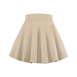 BOOPH Kids Girls Skirt Casual Mini Flare Plain Pleated Skater Uniform Skirts 10-11 Years Khaki