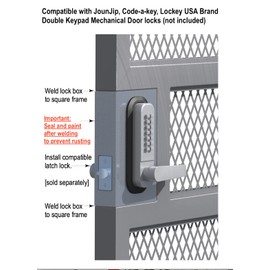 JOUNJIP GB2020 Gate Lock Box Steel Gate Box (1 3/4" Thickness) - for All JOUNJIP Mechanical Combination Locks - for Metal Gates and Fence (NOT for Aluminum GATE) - 2 3/8" Inch 60mm Backset