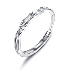 KALVICA Ring Sterling Silver 925 for Women Men Celtic Knot Minimalist Ring Vintage Silver Ring Finger Ring Stackable Adjustable Ring Fashion Jewellery Gift, Sterling Silver
