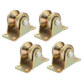 MECCANIXITY 4Pack V Groove Wheel, 2" Dia. Steel Sliding Gate Wheels Loading 220 lbs Rigid Caster with Bracket for Inverted Track Rolling Gate Industrial Machines Wire Rope Rail, Colored Plated