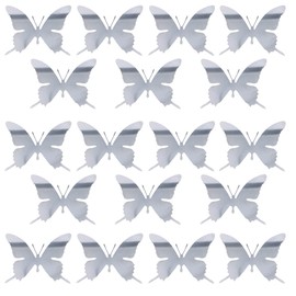 Tiardey 3D Metal Butterfly Wall Stickers Shiny Butterfly Wall Stickers for Bedroom Room Home Offices Classroom Wedding Decoration - Silver Pack of 18