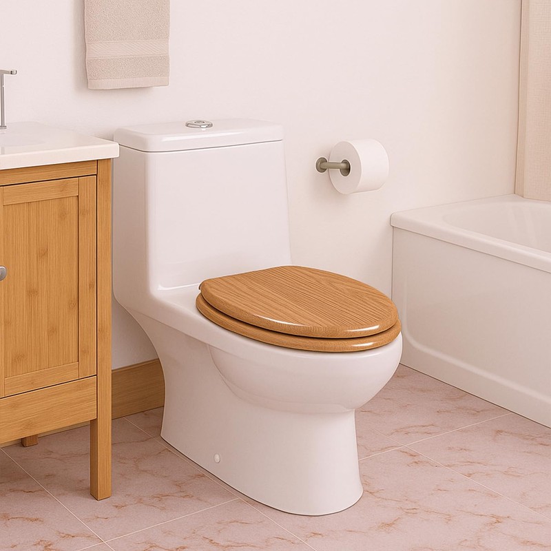 Toilet Seat, Oak Wood, Solid Wood, High Gloss Finish, PIKLiDS