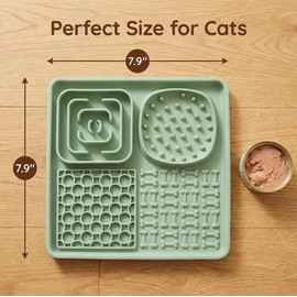 Vitisyao Lick Mat for Dogs and Cats, Cat Slow Feeder Silicone Cat Lick Mat with Suction Cups, Slow Feeder Licking Pad for Anxiety Relief and Boredom Reducer (Green)