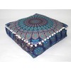 CRAFT KALA Blue Peacock Large Hippie Mandala Meditation Floor Ottoman
