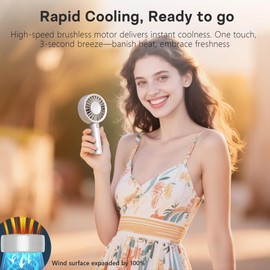 Mizong Portable Handheld Fan, USB Personal Fan Rechargeable Battery Operated 10H Working Cooling Time Mini Small Design with Base for Desktop/Travel/Outdoor/Vacation/Concerts/Lash Makeup-Grey