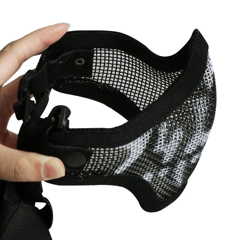 Aoutacc Airsoft Mesh Mask and Goggles Set, Half Face Steel