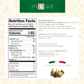 Stildolce Semi-Soft Fig Italian Biscotti Cookies | Made in Tuscany, Italy | Classic Gourmet Biscuits No Preservatives 8.8 Oz