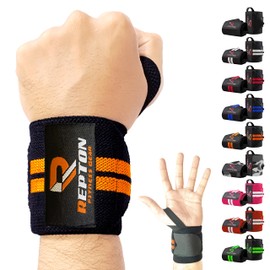 Weightlifting Wrist Wraps - Professional Grade with Thumb Loops - Wrist Support Braces - Men & Women - Weight Lifting, Crossfit, Powerlifting, Strength Training Straps (Black & Orange, 13)