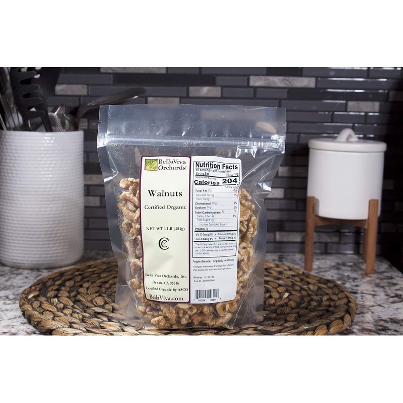 Bella Viva Orchards Organic Walnuts, 1 lb of Organic Walnuts