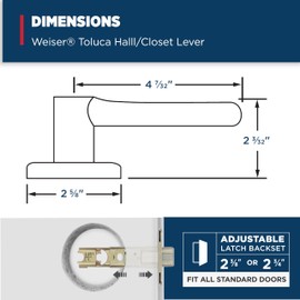 Weiser Toluca Matte Black Door Handle, Reversible Passage Lever, Interior Door Handles for Hall and Closet Door, Non-locking Hall/Closet Door Handles, Traditional Home Décor