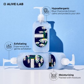 ALIVELAB Blue Chamomile Just Peeling Gel for Face – Exfoliating Gel with Natural Cellulose for Dead Skin Removal – Softening, Hydrating – Suitable for Sensitive Skin (7.8 fl.oz)