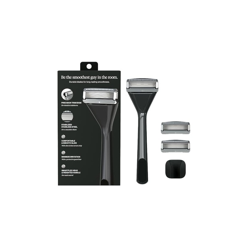 Premium Razor for Men, Handle + 2 Razor Blade Refills