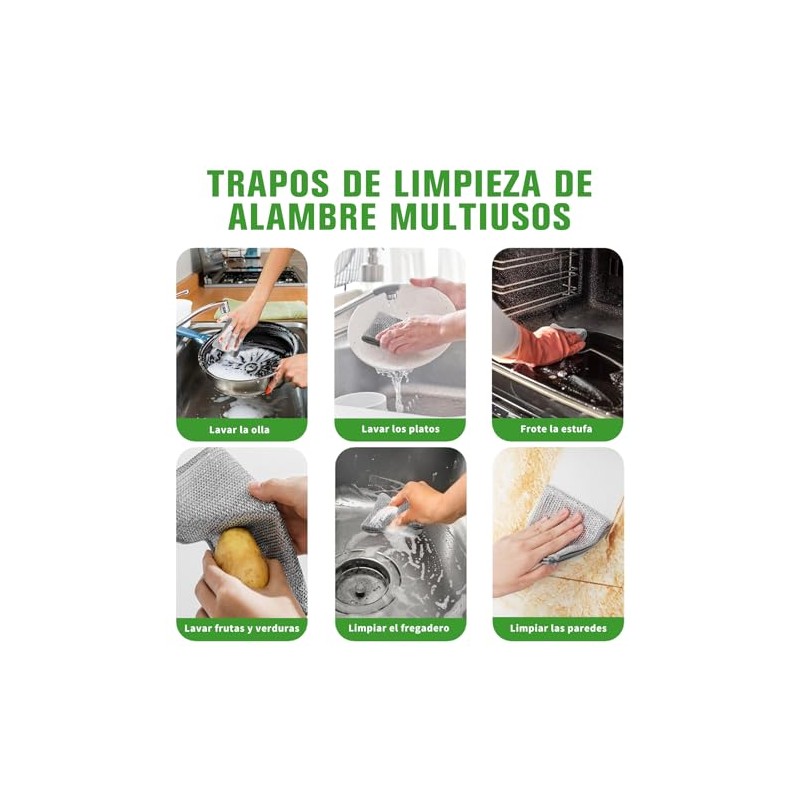 15 PCS Trapos de Limpieza de Doble Capa de Alambre