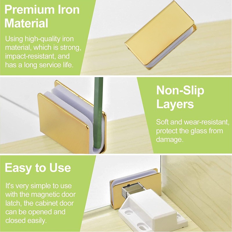 UFURMATE Non Magnetic Latch Clamp, 8Pcs Adjustable Frameless Glass Clip