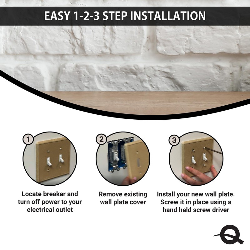 Questech Light Switch Cover, Triple Toggle Wall Plate for Electrical