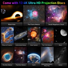 Galaxy Projector Star Planetarium Projector with 13 HD Film Discs, Space Projector with Moon, Solar System, Nebula, Night Sky Projector Galaxy Lamp with Auto Off Timer, Adjustable 360° Projection