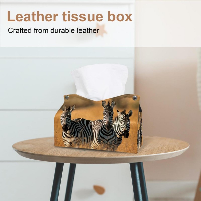 2 Pack Tissue Box Cover Holder, Alligator Head Rectangle Leather