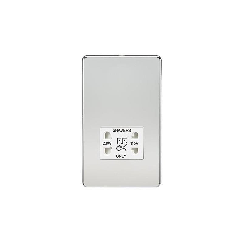 Knightsbridge SF8900PCW Screwless Dual Voltage Shaver Socket in Polished Chrome