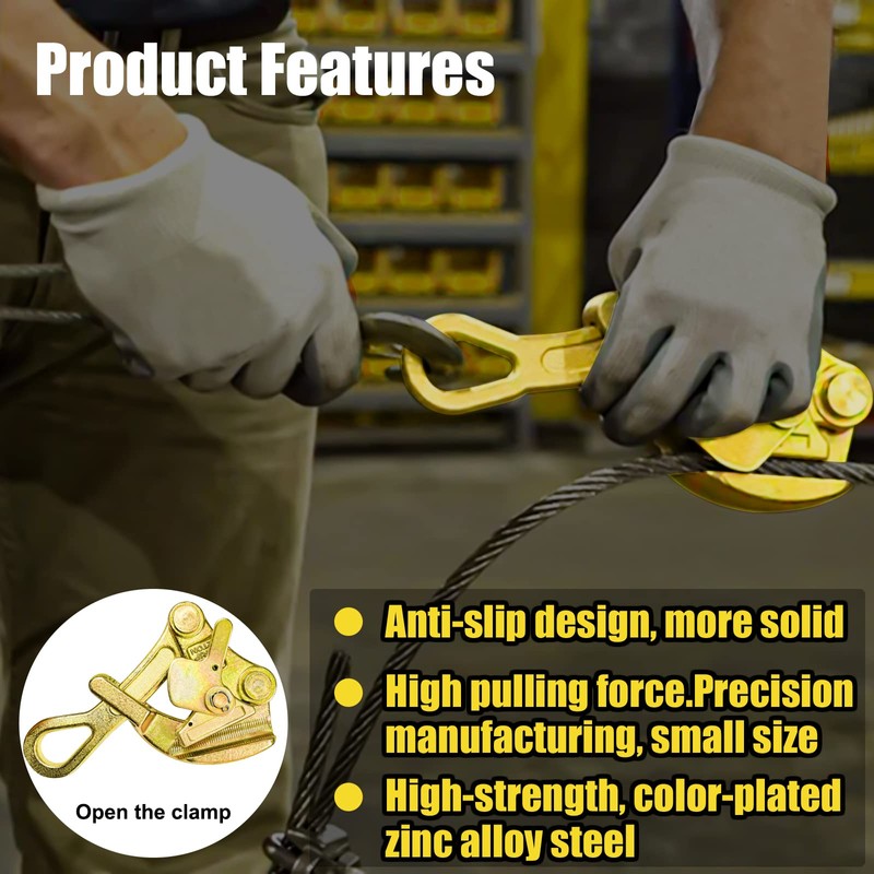 FITHOIST 2PCS 4400Lbs Cable Puller Steel Wire Grip, 2 Ton