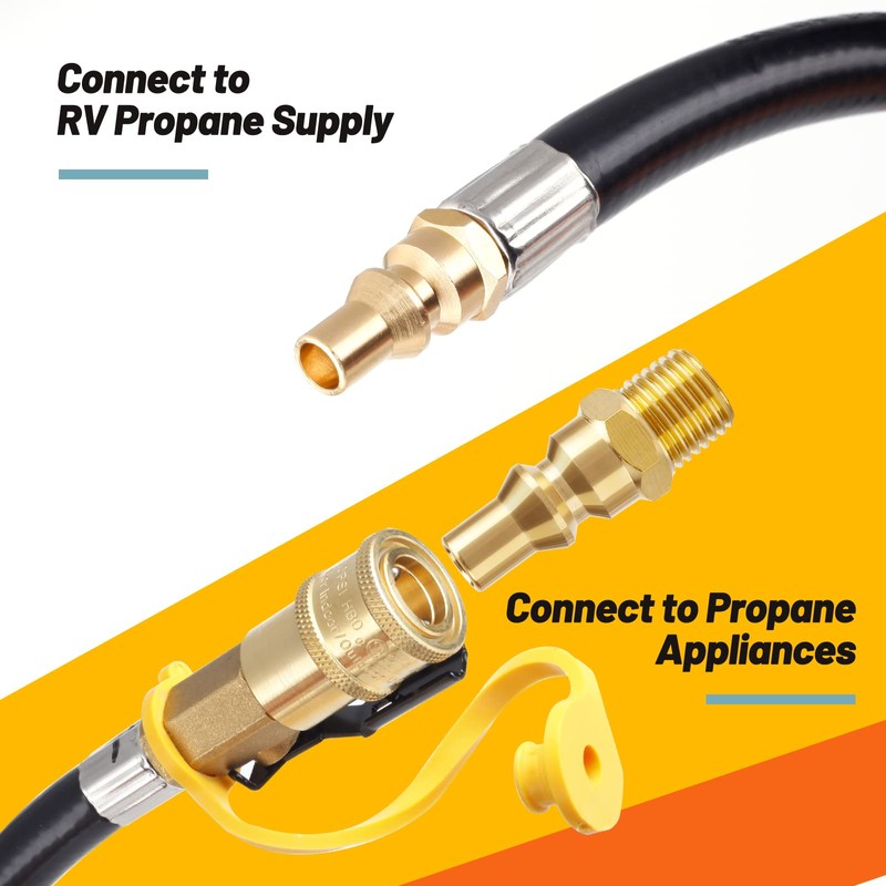 Bbcuepro 12FT RV Propane Quick Connect Hose - Quick Disconnect