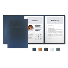 2 x 3-Piece Application Folders Metallic Night Blue with 2 Spine Bars - Premium Quality with High-Quality Embossing STRATAG