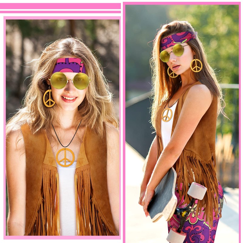 Haull 7 Pcs 60s 70s Disco Hippie Outfits for Women